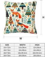 Folk Art Two Foxes and Trees Pattern by Throw Pillow Velvet Cushion Home Set Comfortable Square Bed Decoration Outdoor Sofa Living Room Office Cushion 18 "x18 Inch - Image 2