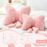 Pink Bow Pillow, Bow Shaped Pillow with Faux Rabbit Fur, Soft Decorative Throw Pillow for Bed Sofa and Couch - Image 2
