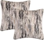 Pack of 2  Style Decorative Throw Cushions for Sofa Bed Card Chair Geometric Cushion Cases Jacquard Chenille (Grey Stripes, 18 X 18 Inches)