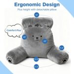 Reading Pillow Plus, Velvet Back Pillow for Bed Sitting Up for Adults & Children, Back Rest Support Pillow for Reading and Resting - Image 2