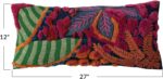 Embroidered Fabric Indoor/Outdoor Lumbar Pillow with Botanicals and Tufting, Multicolor - Image 2