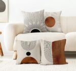 Abstract Minimalist Throw PillowCovers, Modern Geometric SunCushion Decor Set of 4,Bohemian Pillow Decorative for Home Living Room Bedroom Sofa,18x18 Inch - Image 2