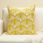 Embroidery Decorative Throw Cushion Case for Couch Sofa Home Decor Modern Geometric Accent Pillow Cushion 18 x 18 Inches Yellow