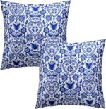 Folk Art Throw Cushions Retro  Ornament Square Cushions Cushion 18x18 Inch for Room Sofa Chair Bed Home Decor Set of 2 - Image 2