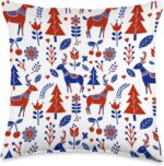Forest Animals Red, White and Blue  Style Throw Pillow