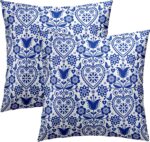 Folk Art Throw Cushions Retro  Ornament Square Cushions Cushion 18x18 Inch for Room Sofa Chair Bed Home Decor Set of 2