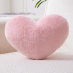 Heart Pillow Cute Fuzzy Throw Pillow for Bed, Living Room and Home Decor