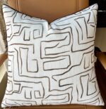 Modern Geometric Line Print Throw Cushion - 20x20 Inch Cotton Blend - Strokes